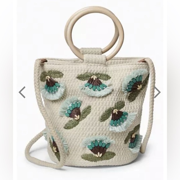 Lucky Brand Raffia Flower Crossbody Bag In Natural - Picture 1 of 16